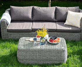 Журнальный столик Кальяри 4SIS из искусственного ротанга (гиацинт), цвет серый