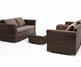 Лаунж-зона Капучино Сингл 4SIS из искусственного ротанга (гиацинт), цвет коричневый