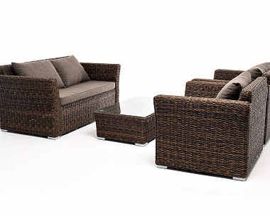 Лаунж-зона Капучино Сингл 4SIS из искусственного ротанга (гиацинт), цвет коричневый