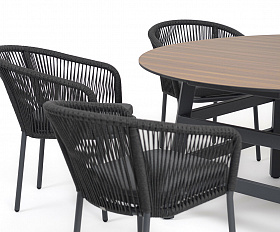 Рио обеденная группа на 6 персон, стол HPL дуб, цвет темно-серый