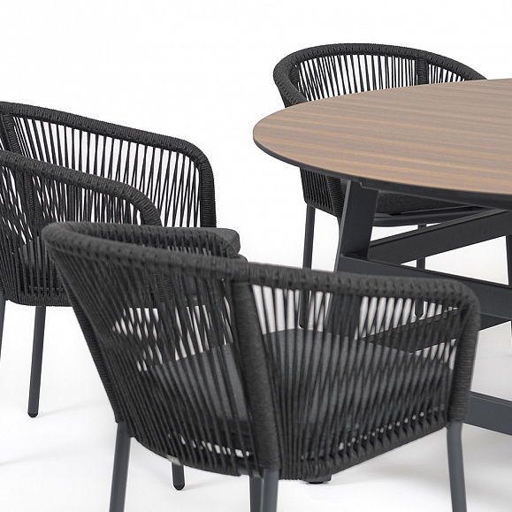 Рио обеденная группа на 6 персон, стол HPL дуб, цвет темно-серый фото 3