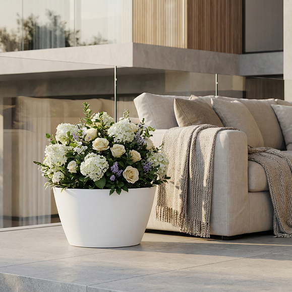 Кашпо Concretika Боул D80H45 Снежный фото 1