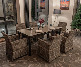 Обеденный комплект Ludwig + Fiona Royal Family из искусственного ротанга, цвет серый