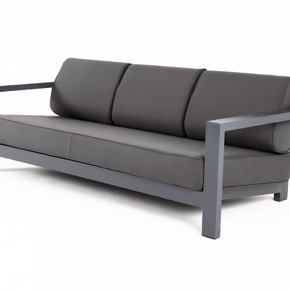 Гранада диван 3-местный, каркас алюминий темно-серый (RAL7024) муар, ткань темно-серая 027 фото 1