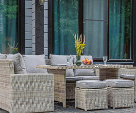 Угловой комплект Zorro Wood Royal Family из искусственного ротанга, цвет бежевый