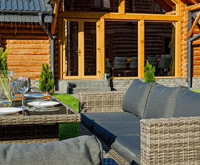 Обеденный комплект Karl Royal Family из искусственного ротанга с обеденным столом, цвет серый