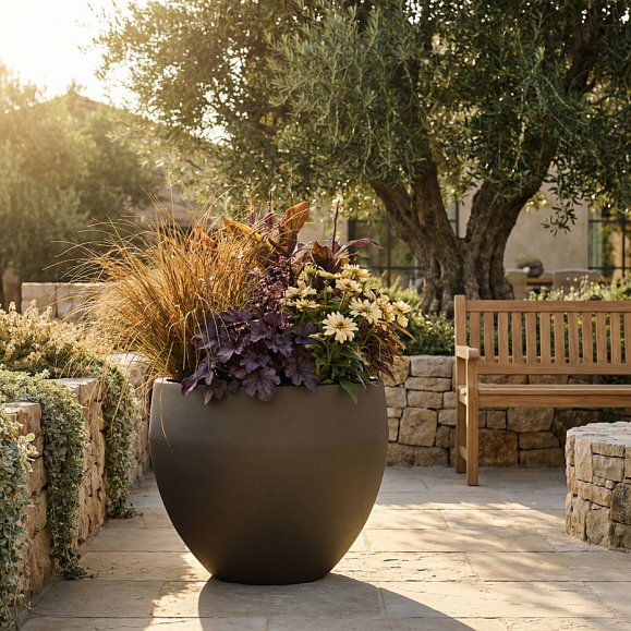 Кашпо Concretika Гира D50H43 Олива 310 256 фото 1