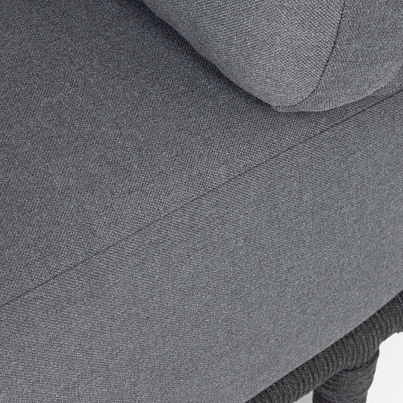 Верона диван модульный плетеный из роупа, каркас алюминий темно-серый (RAL7024) муар, роуп темно-серый круглый, ткань темно-серая 027 фото 6