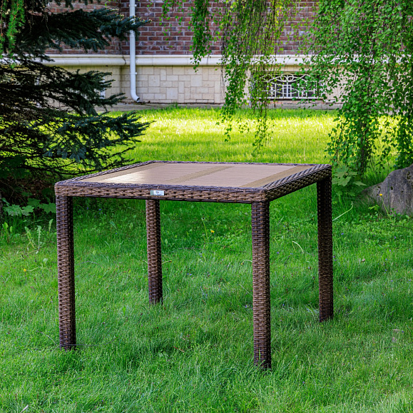 Обеденный стол Amelia Royal Family из искусственного ротанга 90 см, цвет коричневый фото 1