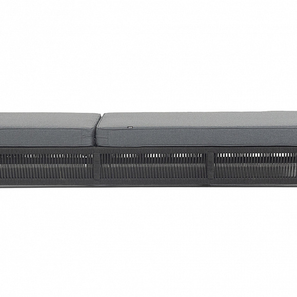 Ривьера шезлонг плетеный из роупа, каркас алюминий темно-серый (RAL7024) муар, роуп темно-серый круглый, ткань темно-серая 027 фото 5