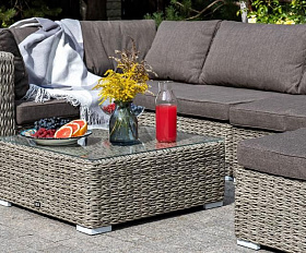 Лаунж-зона трансформирующаяся Лунго 4SIS из искусственного ротанга, цвет серый