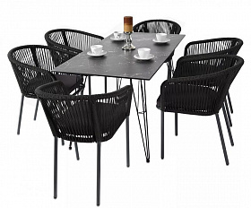 Обеденная группа Милан 4SIS из роупа (веревки), цвет темный