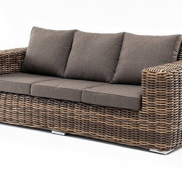 Диван Палермо 4SIS из искусственного ротанга трехместный, цвет соломенный фото 1