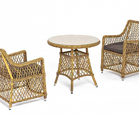Обеденная группа Эспрессо-80 L 4SIS из искусственного ротанга, цвет соломенный