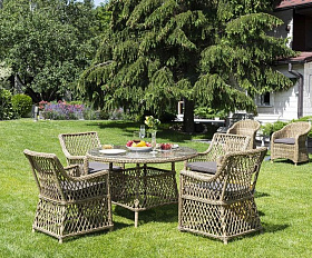 Обеденная группа Доппио 4SIS из искусственного ротанга, цвет соломенный