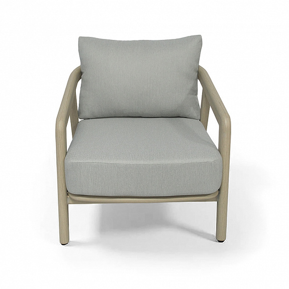 Брюссель кресло из искусстенного ротанга, цвет серый, каркас под дерево (холодно-бежевый) фото 2