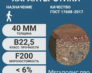 Тротуарная плитка Braer Классико Дуо 40 мм Серый
