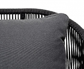 Диван трехместный Милан 4SIS из роупа (веревки), каркас алюминий темно-серый (RAL7024), роуп темно-серый круглый, ткань темно-серая