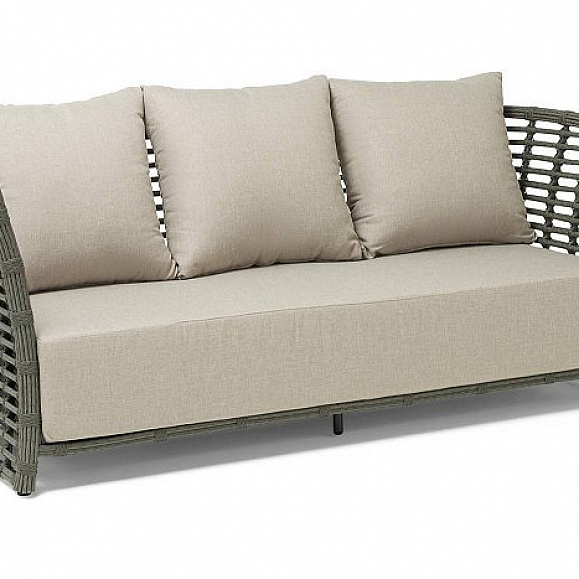 Диван Валенсия 4SIS из искусственного ротанга трехместный, цвет серый фото 2