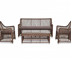 Лаунж-зона Асти 4SIS из искусственного ротанга, цвет коричневый 4 персоны