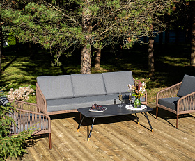 Канны лаунж-зона 5-местная плетеная из роупа (веревки), роуп коричневый