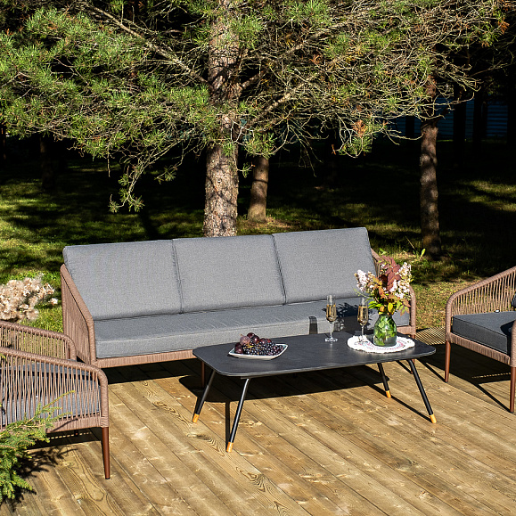 Канны лаунж-зона 5-местная плетеная из роупа (веревки), роуп коричневый фото 4