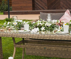 Плетеный стол Латте 4SIS из искусственного ротанга, цвет соломенный