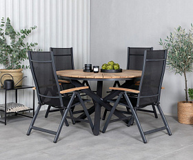 Комплект обеденной мебели Timra T-R Brafritid антрацит/натуральный, алюминий/тик
