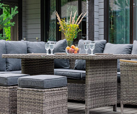 Угловой комплект Zorro Wood Royal Family из искусственного ротанга, цвет серый
