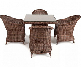 Обеденная группа Фредо 4SIS из искусственного ротанга, цвет коричневый