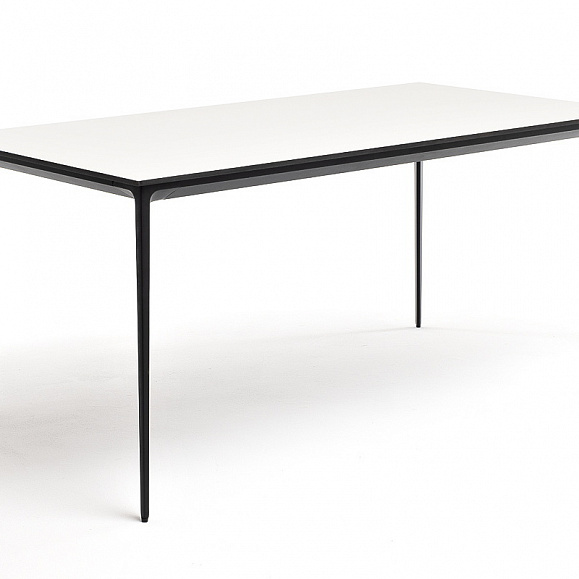 Малага обеденный стол из HPL 160х80см, цвет молочный, каркас черный фото 1