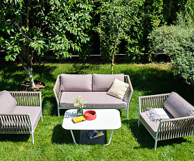 Касабланка лаунж-зона плетеная из роупа 4-местная, цвет серо-коричневый