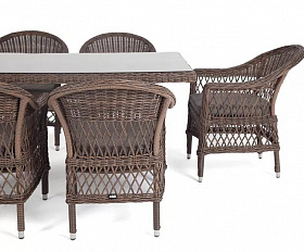 Обеденная группа Амароне 4SIS из искусственного ротанга, цвет коричневый