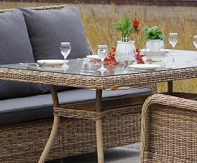 Обеденная группа Гляссе 4SIS из искусственного ротанга, цвет соломенный