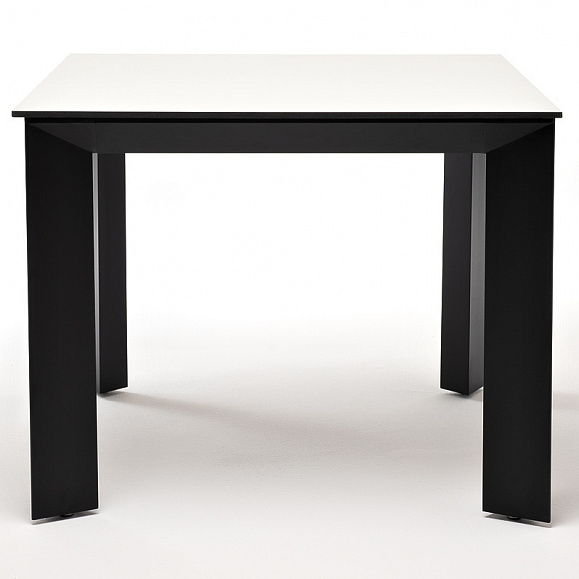 Венето обеденный стол из HPL 90х90см, цвет молочный, каркас черный фото 2