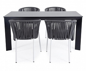 Обеденная группа Флоренция 4SIS на 4 персоны со стульями "Бордо", каркас белый, роуп серый