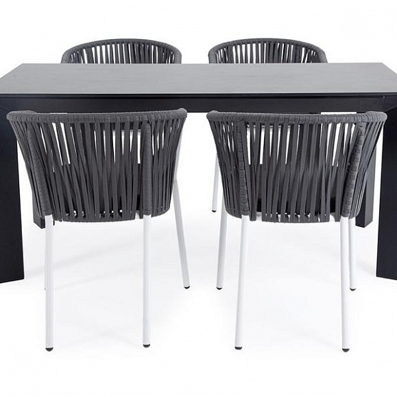 Обеденная группа Флоренция 4SIS на 4 персоны со стульями "Бордо", каркас белый, роуп серый фото 2