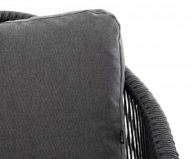 Верона диван 3-местный плетеный из роупа, каркас алюминий темно-серый (RAL7024) муар, роуп темно-серый круглый, ткань темно-серая 027