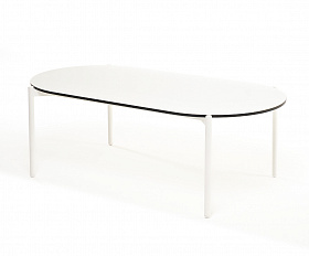 Диего журнальный стол из HPL 120х60 H40, каркас белый муар, цвет молочный