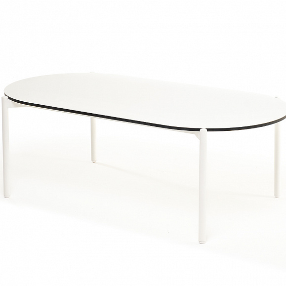 Диего журнальный стол из HPL 120х60 H40, каркас белый муар, цвет молочный фото 3