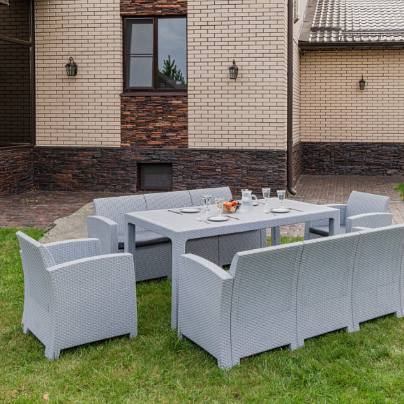 Обеденный комплект Grand Lana Dining XL Royal Family из пластика, цвет светло-серый фото 2