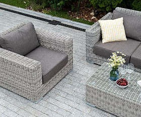 Кресло Боно 4SIS из искусственного ротанга, цвет серый