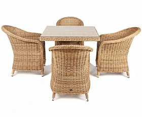 Обеденная группа Фредо 4SIS из искусственного ротанга, цвет соломенный