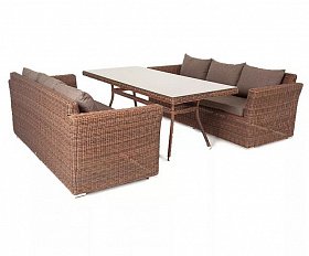 Обеденная группа Мокко Дабл 4SIS из искусственного ротанга, цвет коричневый