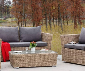 Лаунж-зона Капучино Сингл 4SIS из искусственного ротанга, цвет соломенный
