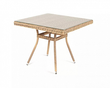 Плетеный стол Айриш 4SIS из искусственного ротанга, цвет соломенный