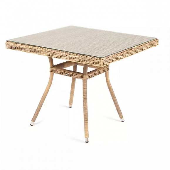 Плетеный стол Айриш 4SIS из искусственного ротанга, цвет соломенный фото 1