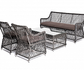 Асти лаунж-зона из искусственного ротанга на 4 персоны, цвет графит