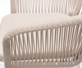 Обеденная группа Малага 4SIS на 6 персон со стульями "Марсель", каркас белый, роуп бежевый