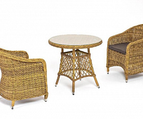 Обеденная группа Эспрессо–80 R 4SIS из искусственного ротанга, цвет соломенный